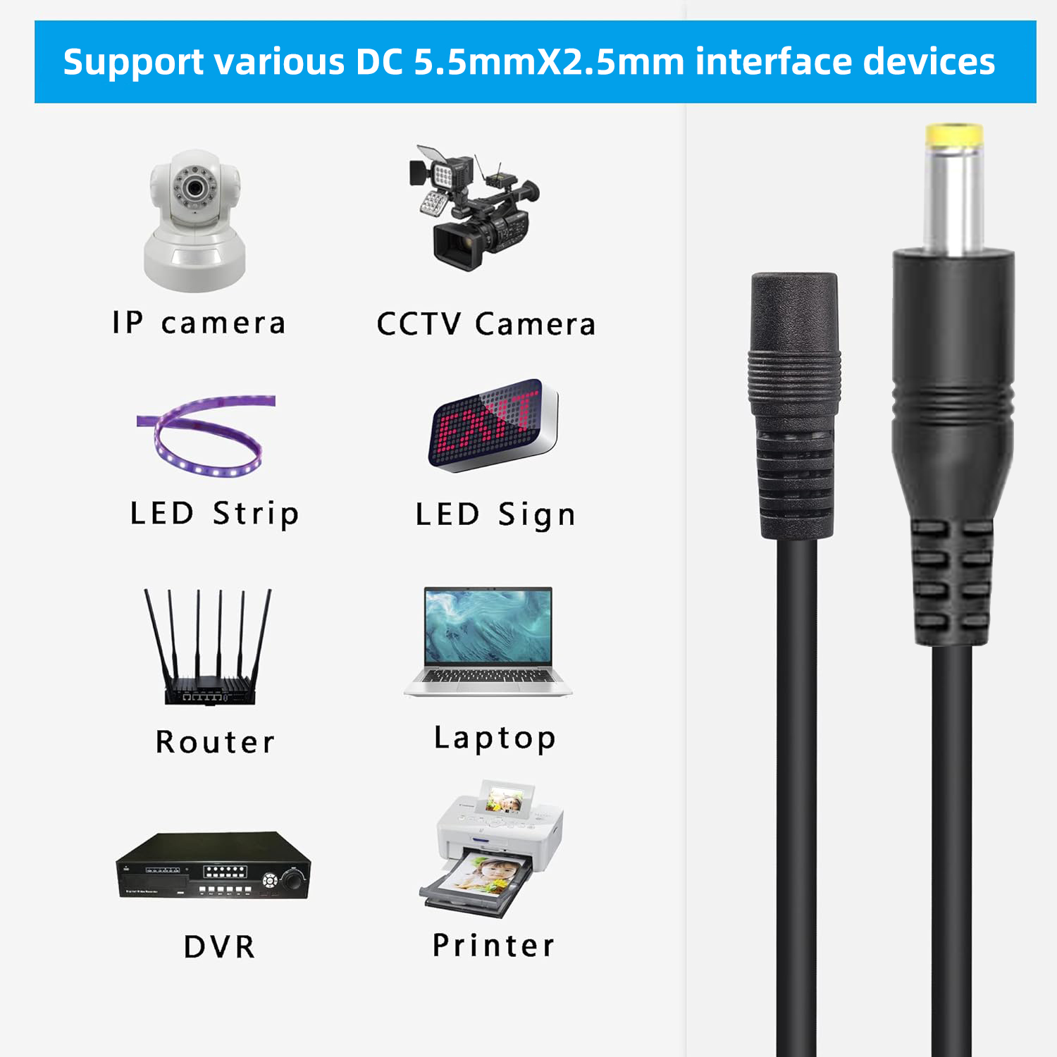 DC Power Connector Plug Cable  - Photography Led Lighting Kit บทวิจารณ์และราคา