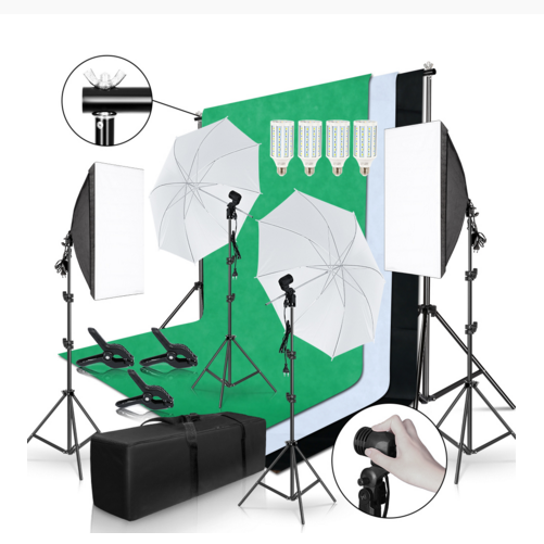 Gold Seller Full Set Photograp - Photography Lighting Kit With Backdrop บทวิจารณ์และราคา