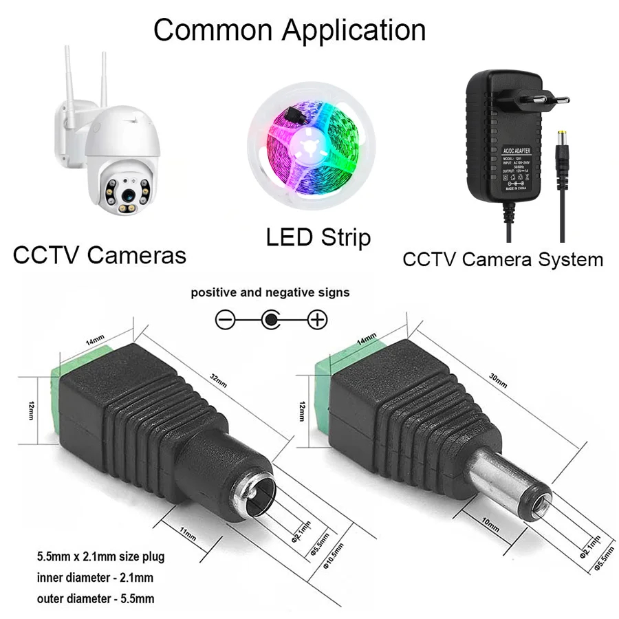 5pairs DC 12V Female And Male  - Photography Led Lighting Kit บทวิจารณ์และราคา